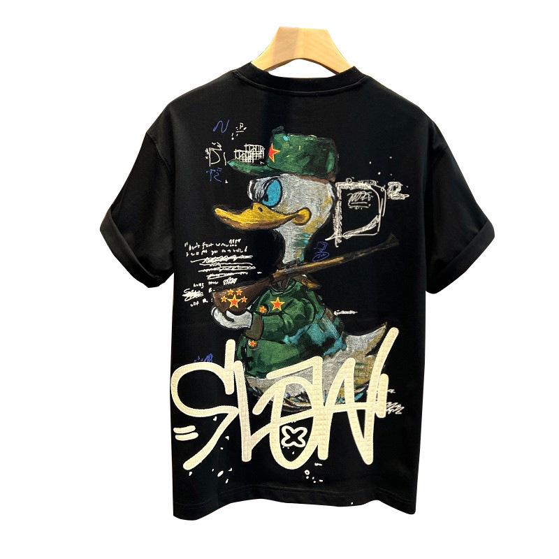Men's Trendy Cartoon Print Short-Sleeve T-Shirt - Summer Fashion Casual Round Neck