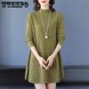 Half Turtleneck Knitted Dress for Women In Autumn and Winter Long-sleeved Mid-length Sweater Loose and Casual Pullover