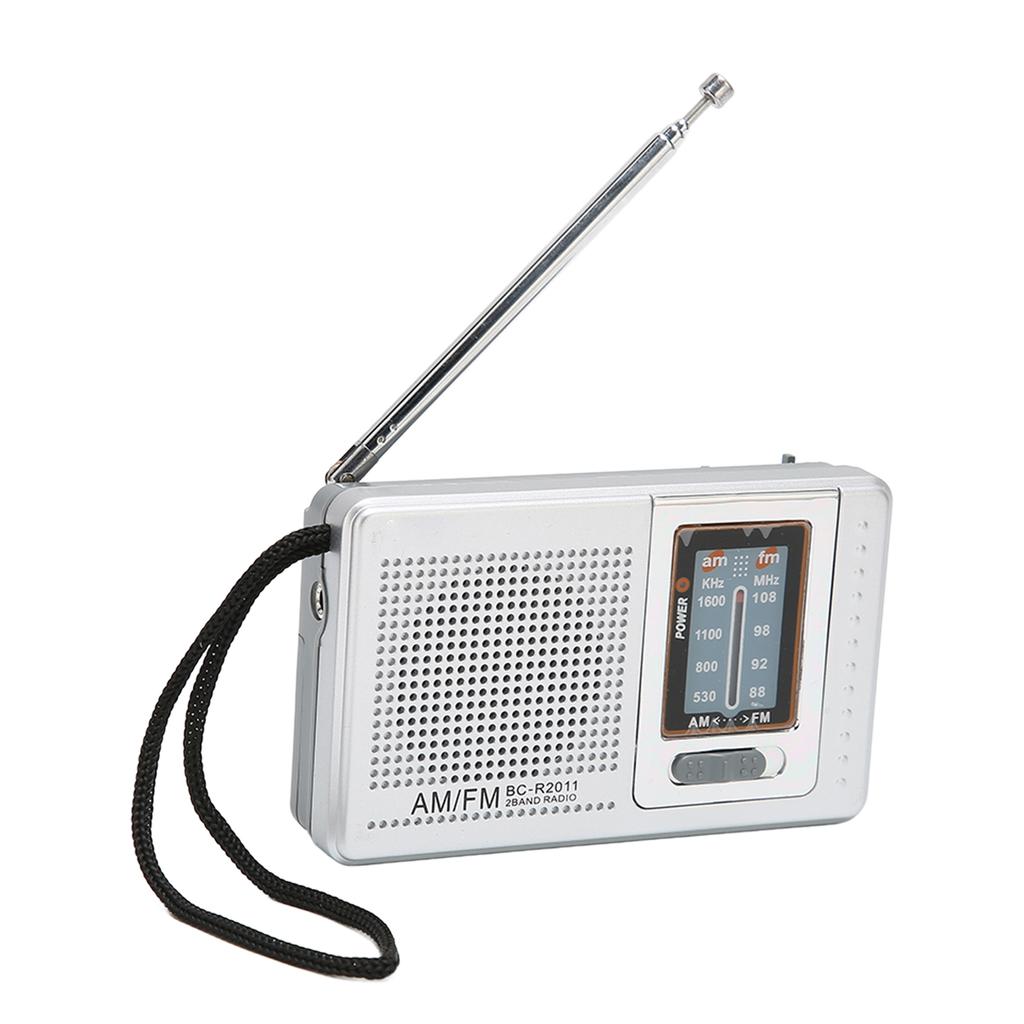 Portable Pocket Radio AM/FM Classic Elegant Design Silver Grey Battery Operated Radio for Home