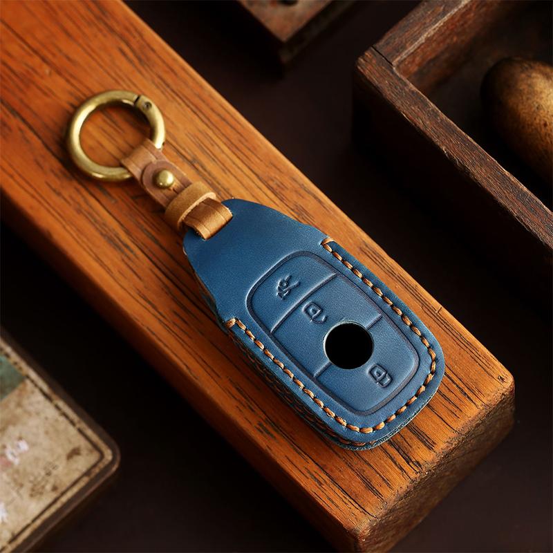 Leather Car Key Case For Mercedes Benz A C E S GLC GLE GLS CLA Class W205 W213 W177 X167 W222 G63 AMG Maybach Cover Shell
