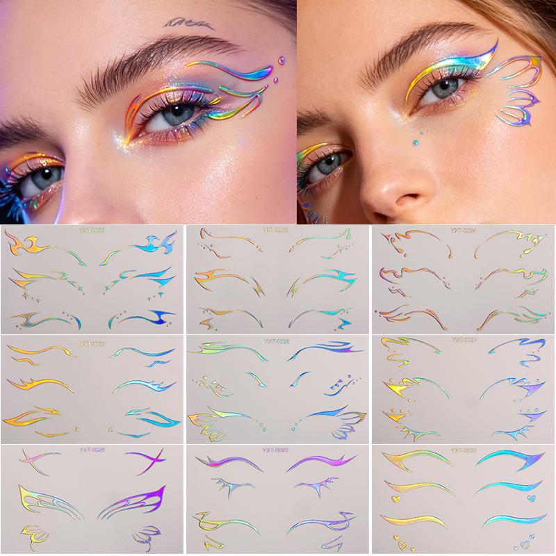 Butterfly Tattoo Sticker and Face Tattoo Sticker with Gold Foil for Stage Makeup and Photo Shoots Gold Foil Eyeliner Stickers