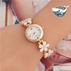 Women's White Flower Design Wristwatch Elegant Bracelet Watch