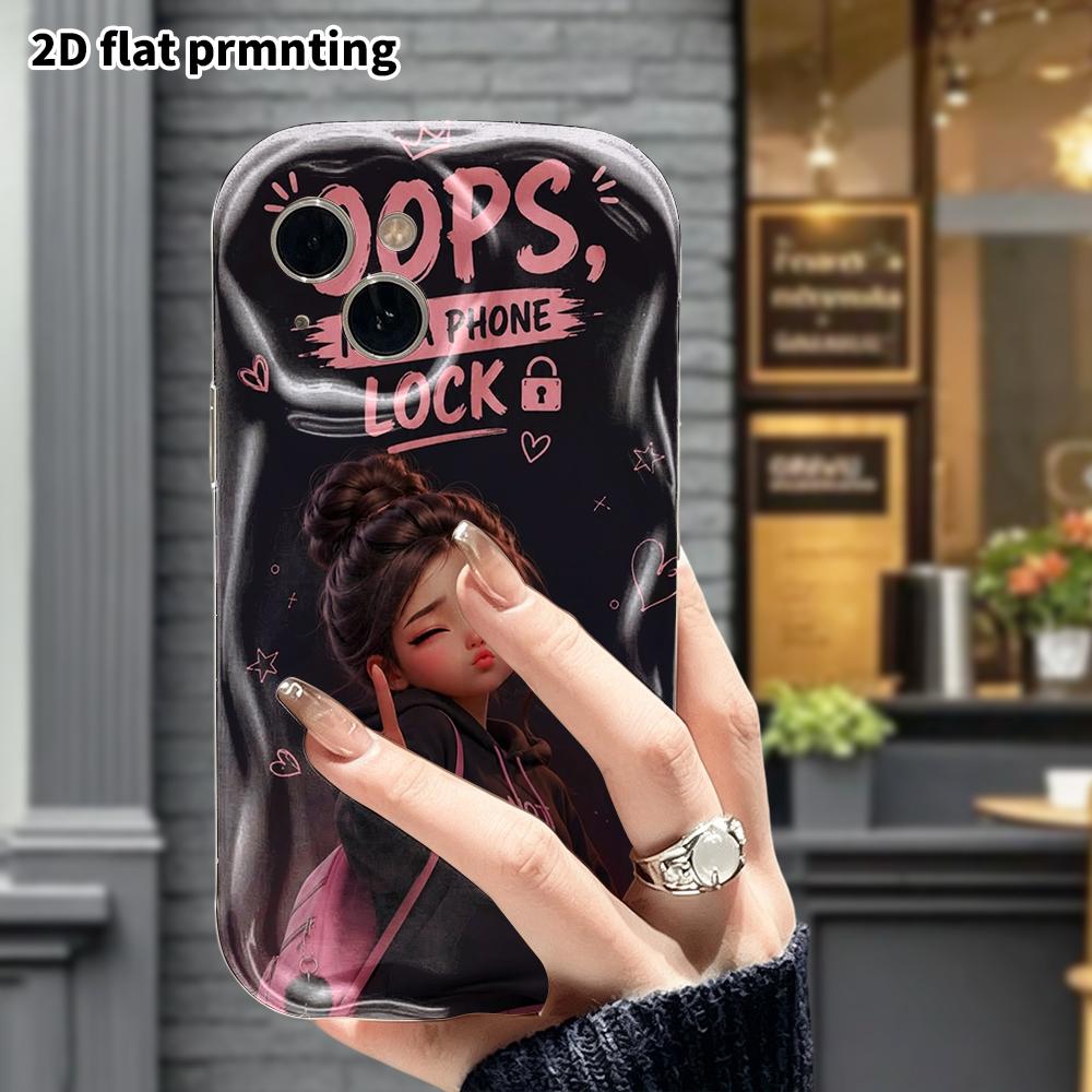Phone Case: 2D flat design, suitable for iPhone 18, 17, 16, 15, 14, 13, 12 Pro protection, phone decoration, cute pink and black style, Halloween and