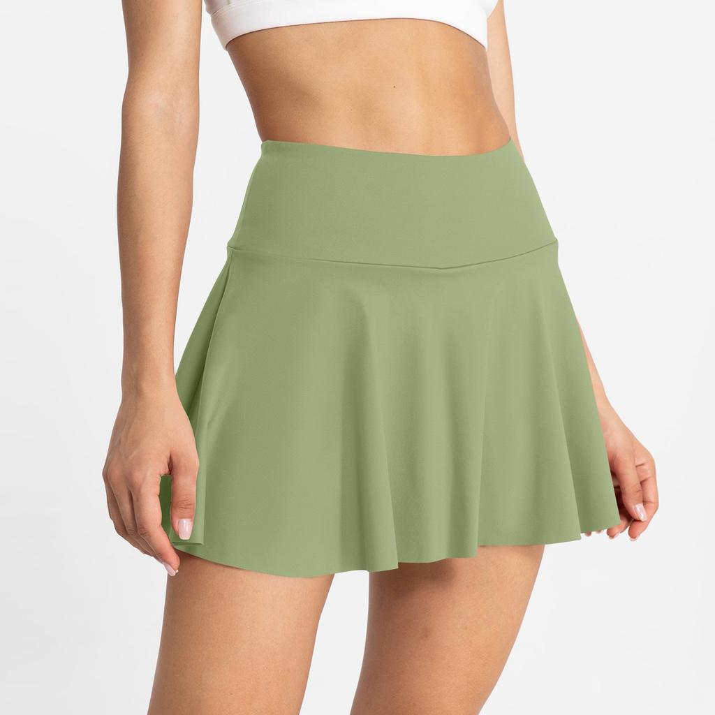 Женская однотонная юбка для йоги, брюки для бега, фитнеса, тенниса, карманная спортивная юбка