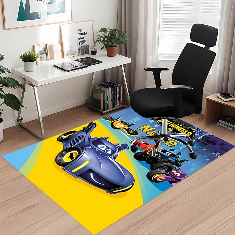 Custom Name Batwheels Printed Carpet, Rug for Office Chair Living Room Bedroom Kitchen Room Decor Gifts.