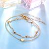 Summer Beach Golden Round Bead Foot Chain Simple Temperament Heart-shaped Anklet Multi-layer Thin Chain Woman