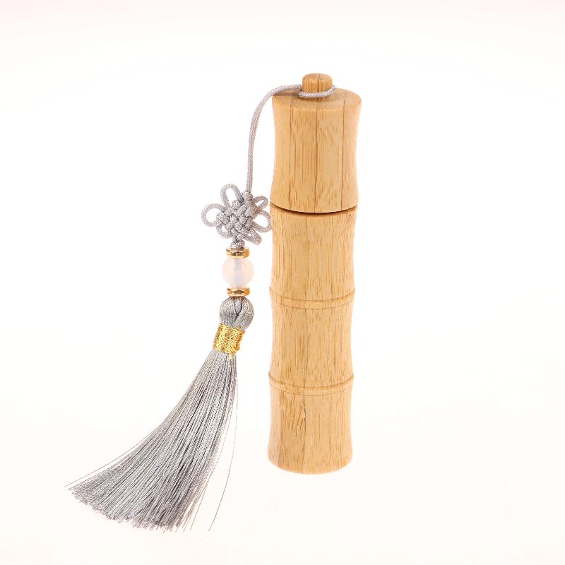 10ml Bamboo Roll-on Bottle – Refillable Container with Steel Roller Ball and Tassel for DIY Perfume or Lip Gloss