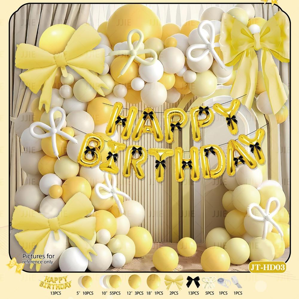 Happy Birthday Bow Balloon Garland Arch Kit Latex Multicolor Balloons Background Wall Photo Props DIY Accessories Balloon Arch