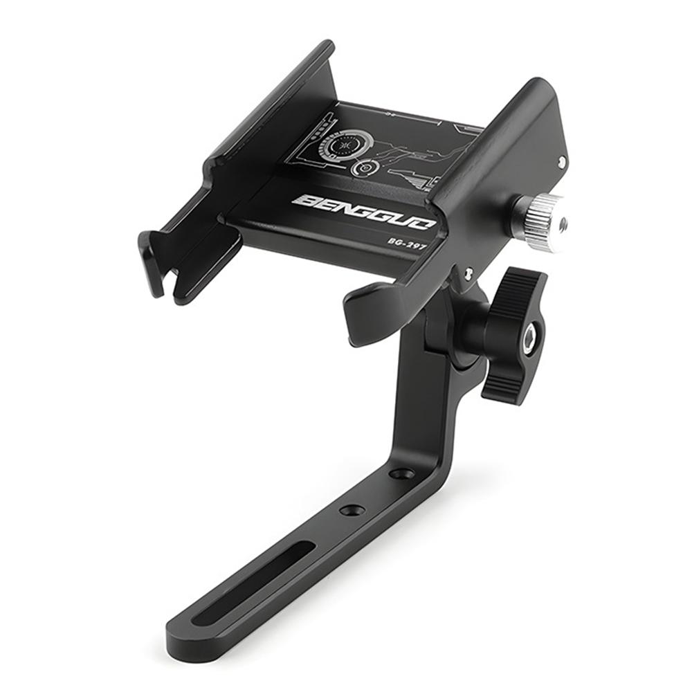 BENGGUO BG-2973 Road Bike Phone Holder Adjustable Aluminum Alloy Handlebar Mount, Black