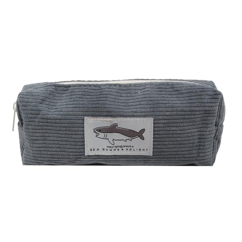 Милый вельветовый пенал с маленькой акулой, ручка для вышивки, сумка, подарок для девочек и детей, школьные и офисные канцелярские принадлежности, органайзер