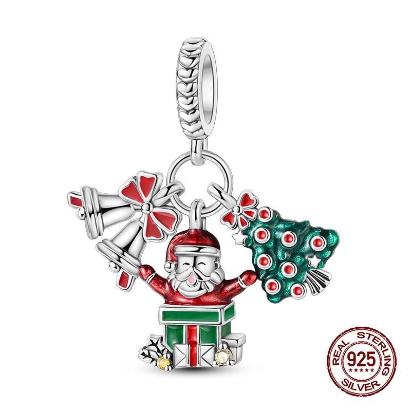 Зимние Шармы Медь Лось Медведь Санта Клаус Шармы Бусины Подходят для Оригинальных Браслетов Для Женщин Сделай Сам Праздничные Ювелирные Изделия Подарки