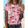 Sunflower Color Flower 3D Printing Women's T-shirt Casual Round Neck Short-sleeved Top Harajuku Y2k Tee Women's Clothing