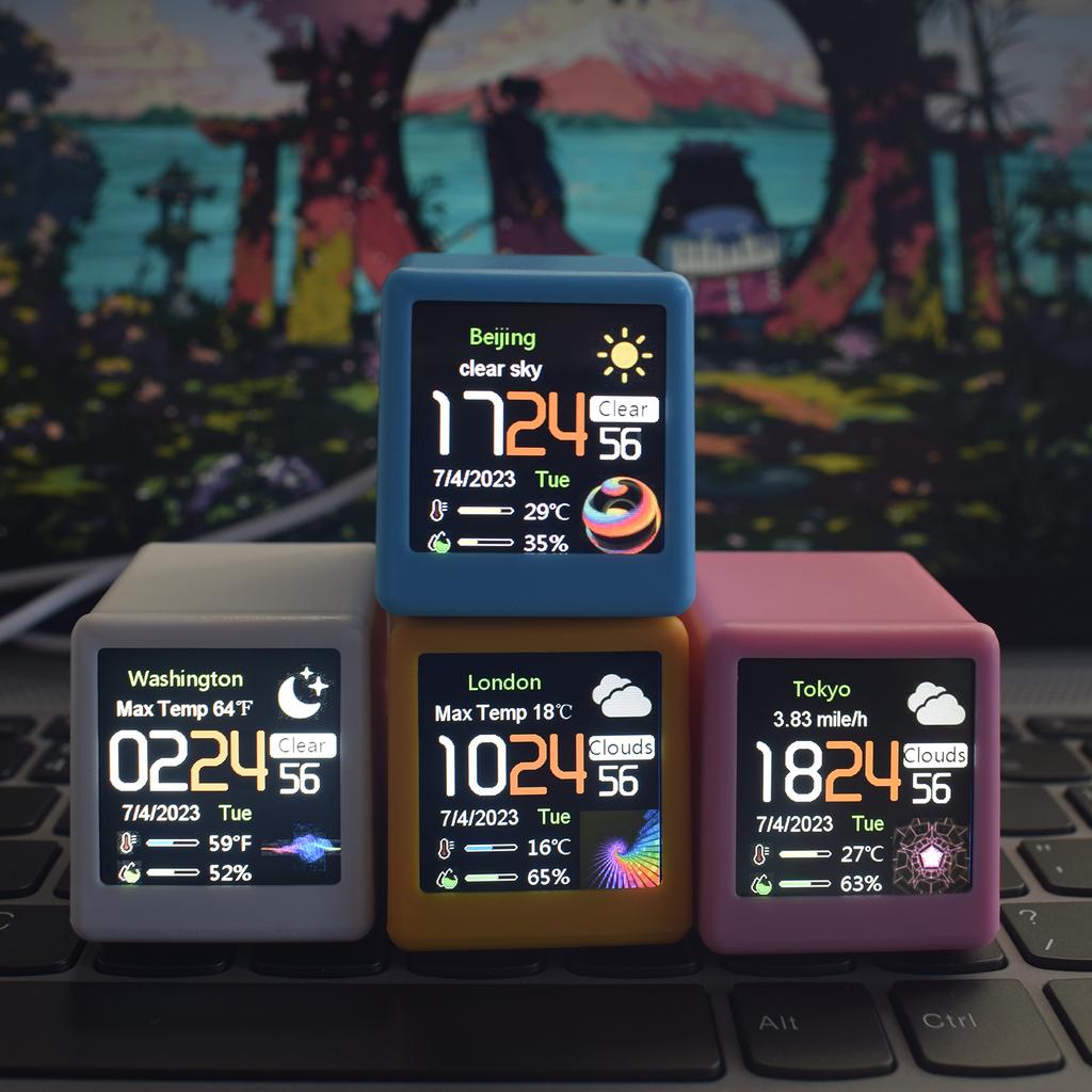 Красочный многофункциональный информационный дисплей OLED, Wi-Fi, умный рабочий стол, творческие часы «сделай сам», погода