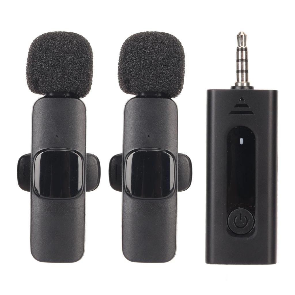 Беспроводной петличный микрофон-петличка 1 на 2, интерфейс 3,5 мм, шумоподавление, беспроводной микрофон-клипса для