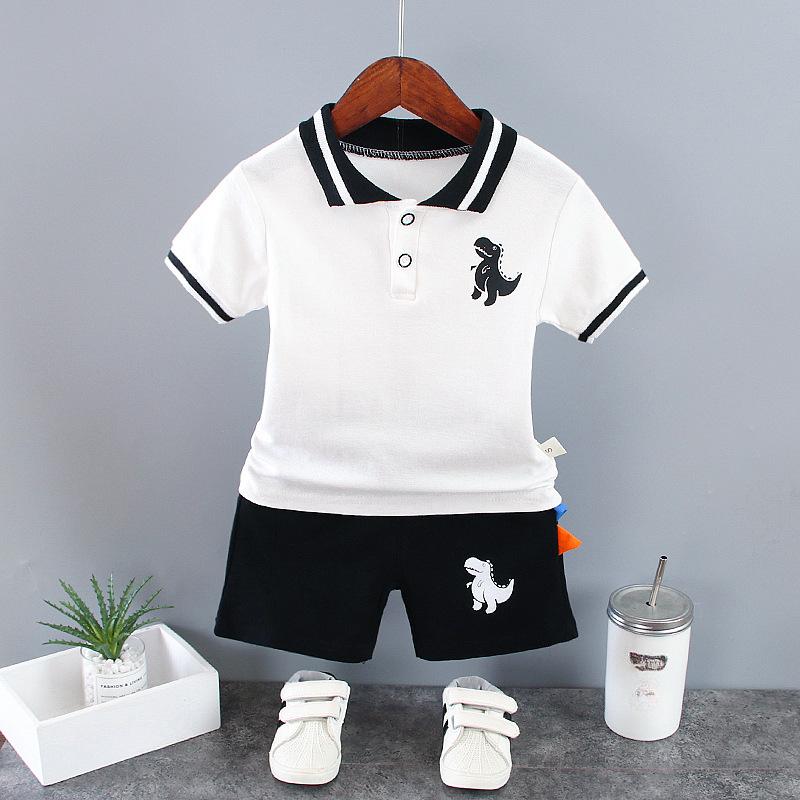 Комплект одежды для маленьких мальчиков, летний белый, черный детский спортивный костюм, комплекты официальной одежды для маленьких мальчиков