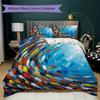 Fish Pattern Bedding uilt Set uilt Cover Pillowcase Home Decoration Birthday Gift (1 * duvet cover + 2 * pillowcase without core)