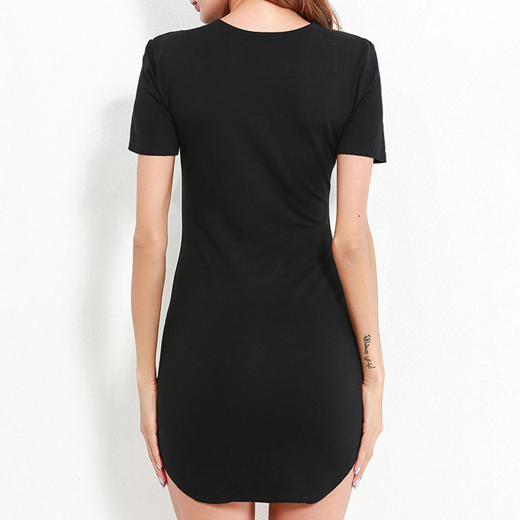 RL Модное женское повседневное женское мини-платье с короткими рукавами и круглым вырезом с короткими рукавами