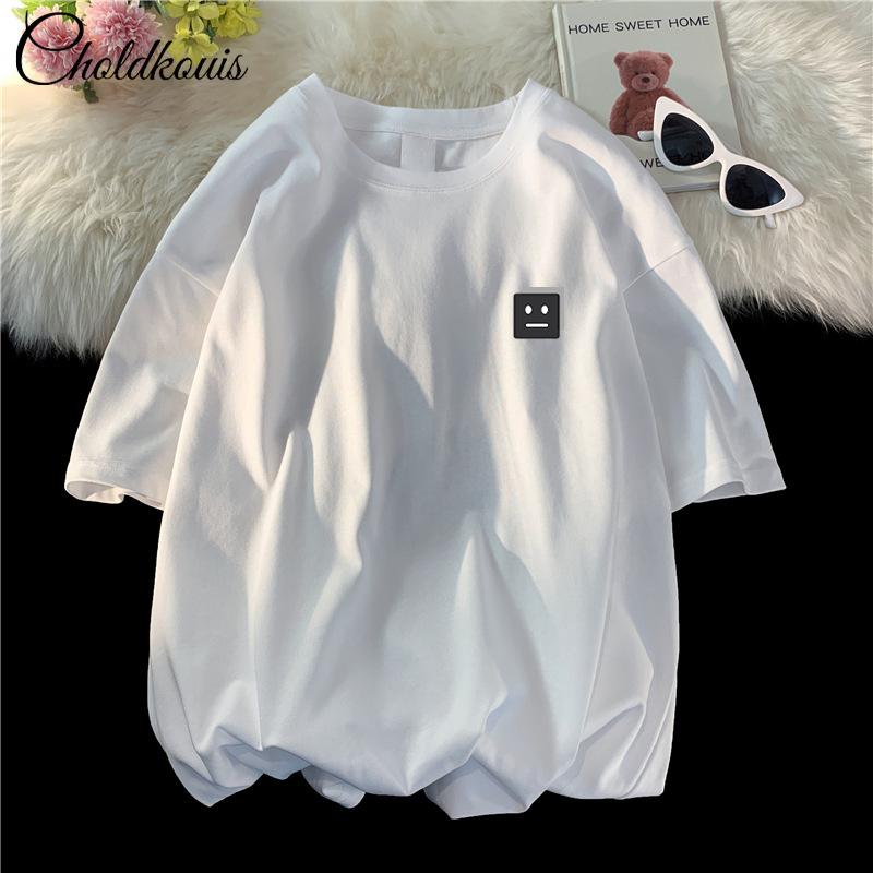 Мужская футболка с коротким рукавом Новая Свободная Повседневная Корейская Модная Одежда Мужская С Принтом Круглый Вырез Узор Модная