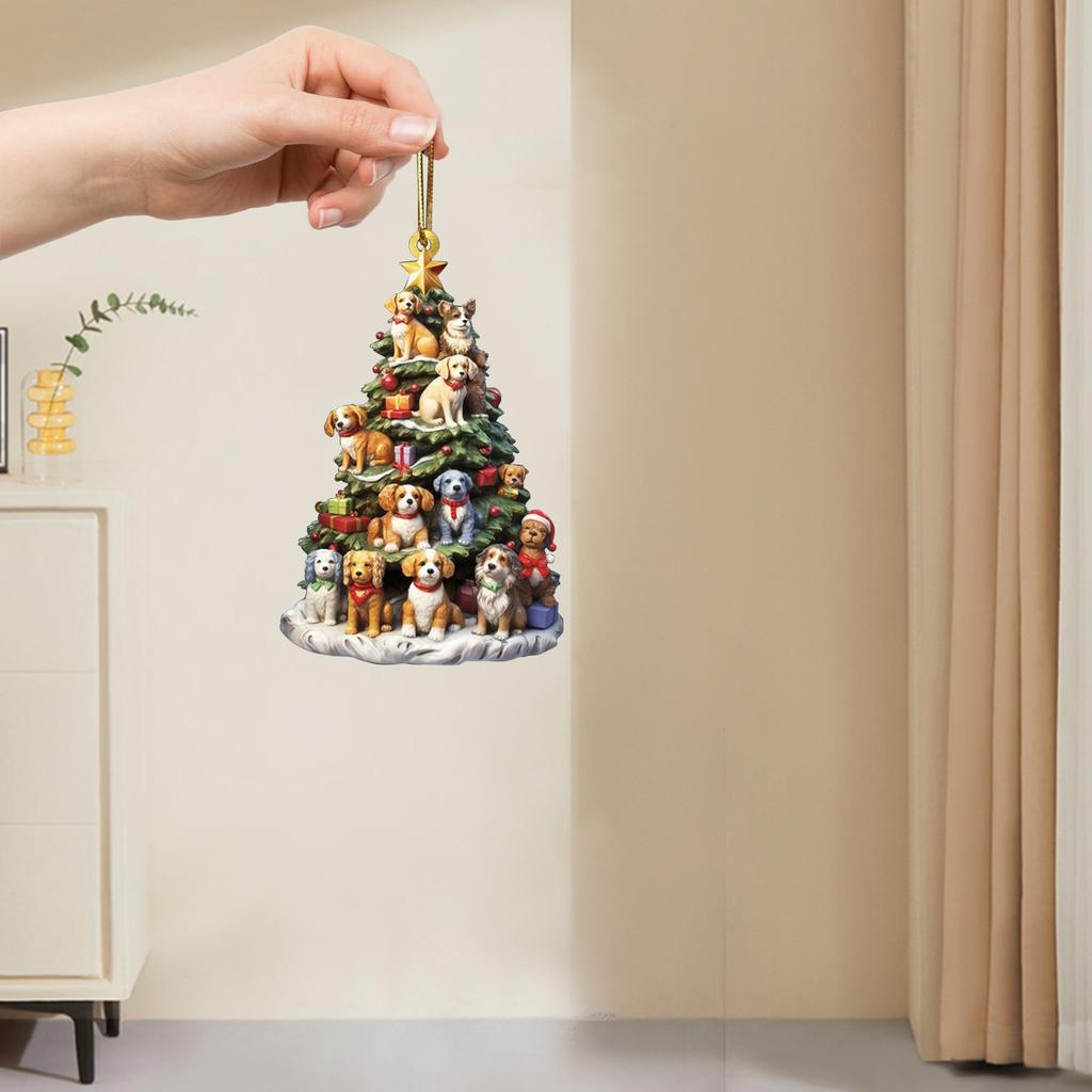 Подвеска в виде собачки на рождественскую елку, рождественское акриловое украшение, праздничный декор для дома