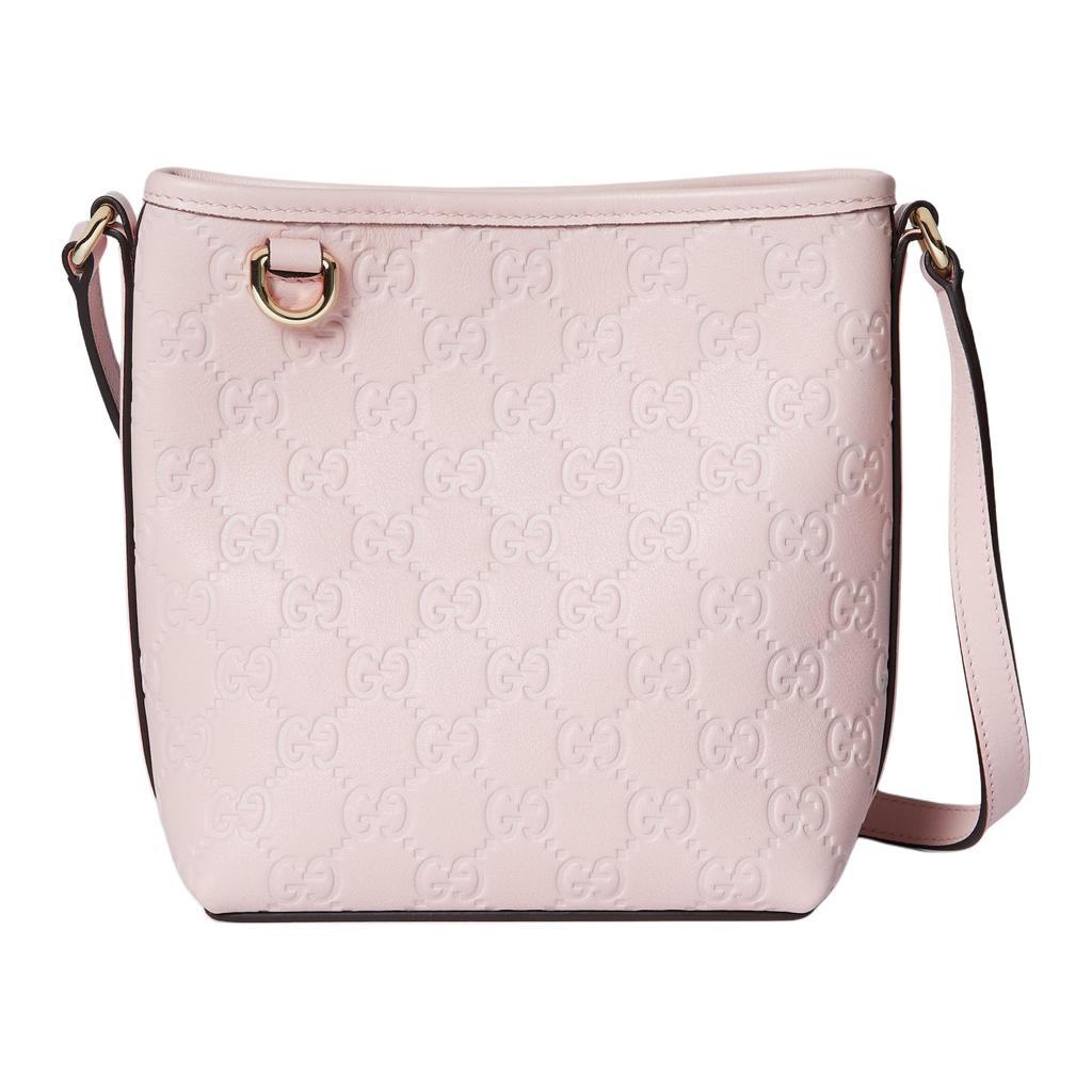 Gucci GG Emblem Mini Bucket Bag Women Shoulder Bag Gold Pink 847090-AAFDV-5734