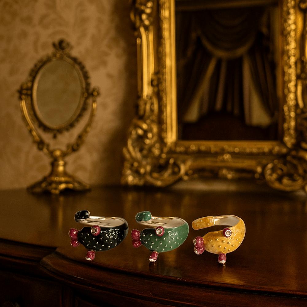 Капающее масло Кактус Капающее масло Кольцо Корейский стиль Эмалевое кольцо Модный дизайн Кольцо с росписью Подарок