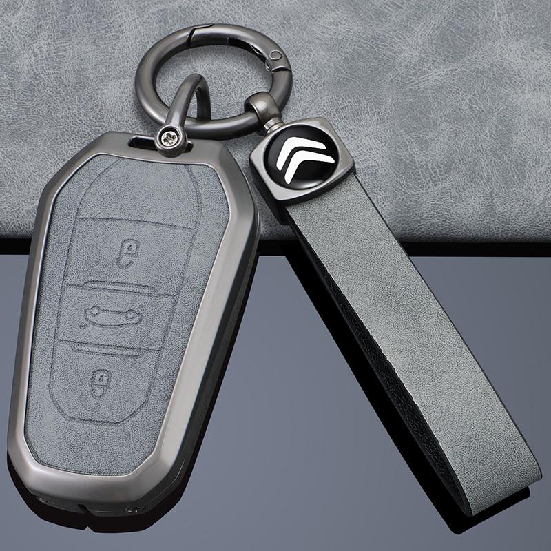ALO2 Zinc Alloy Leather Car Remote Key Case Cover Shell Keychain For Citroen C4 C6 C3-XR Picasso Grand DS DS5 C5 X7 Accessories