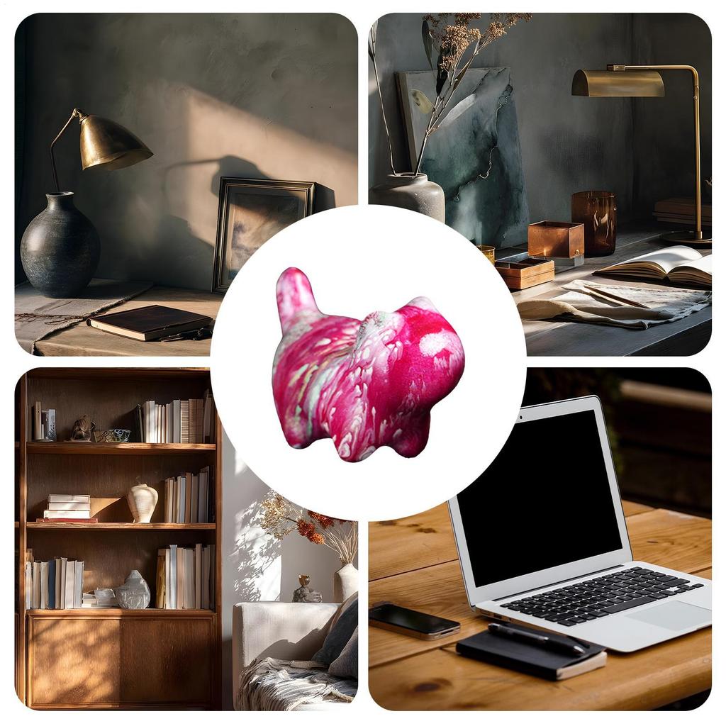 Wooden Cat Ornament Desk Miniatures Statues Cute Carved Cats Art Crafts Floating Paint Micro-landscape Decorations for Bookcase