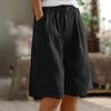 Women's Fashion Solid Color Pants Pocket Button Up Capris Loose Elastic Waist Cotton Linen Shorts Pants Women’s Pants