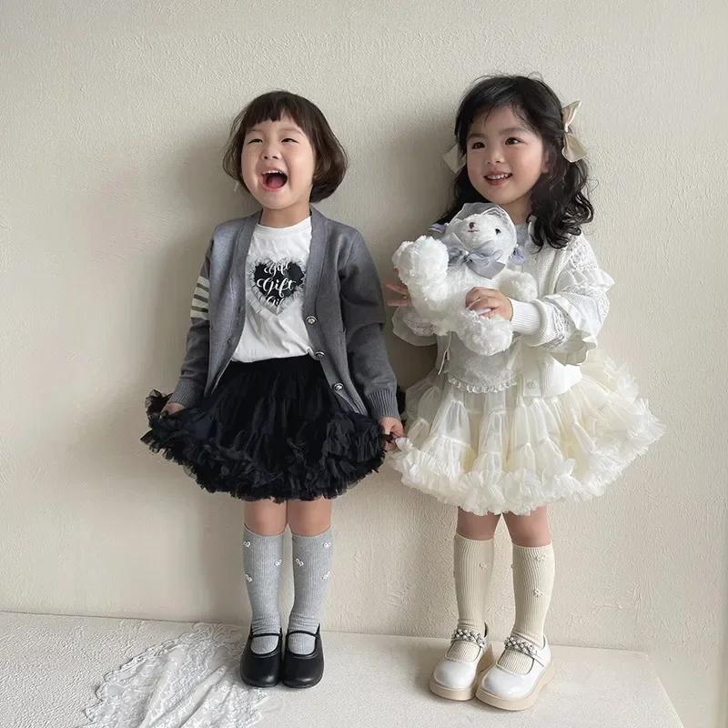 1 пара модных детских носков из телячьей шерсти, креативный дизайн, однотонные детские носки с жемчужным бантом, весна-осень, мягкие хлопковые носки