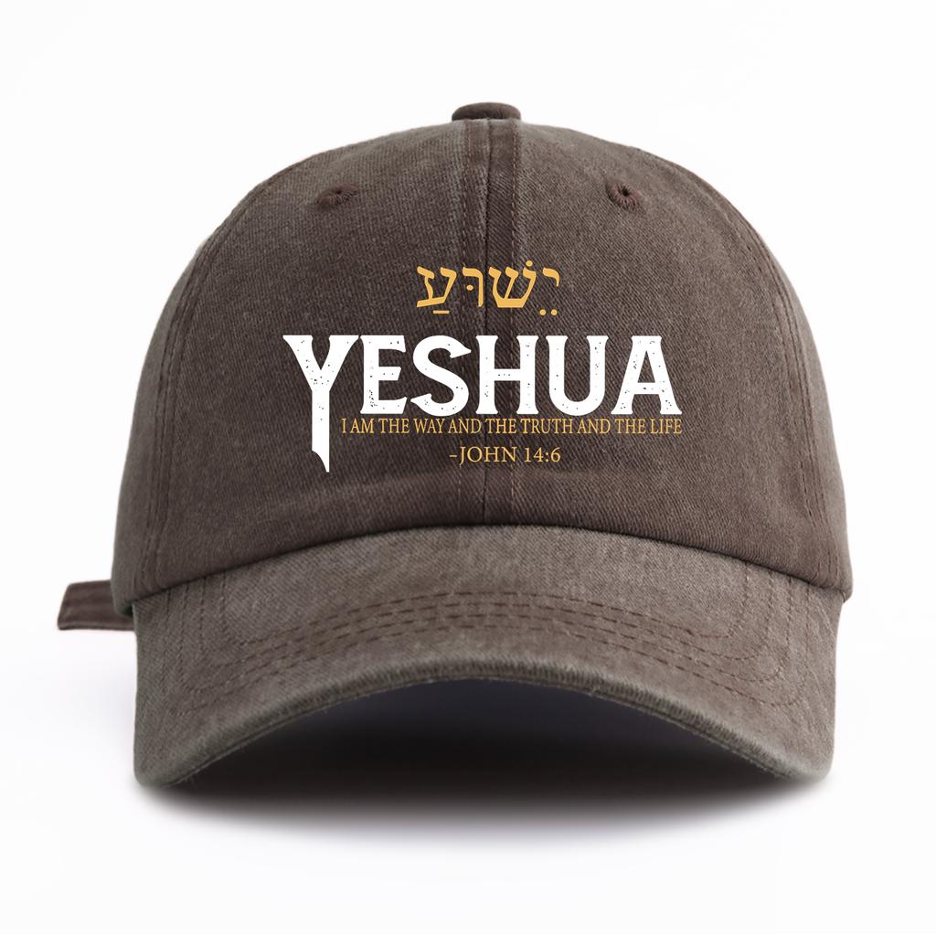 pc YESHUA Print Washed Baseball Cap for AdultsMinimalist Retro Style Casual Soft Adjustable Dad Hat Perfect As Gift