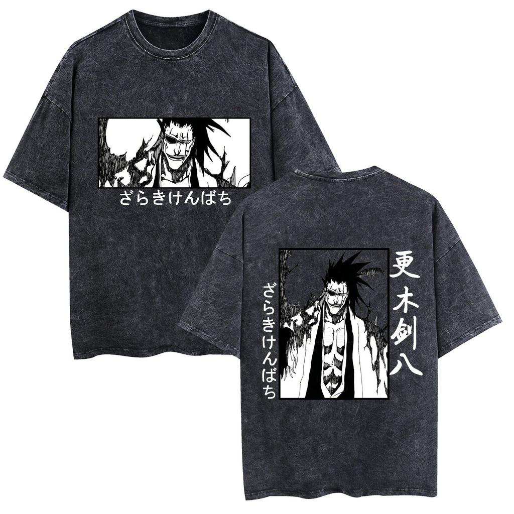 New Washed Cotton Summer BLEACH Black-skinned Short-sleeved Men and Women T-shirt Graphic Cotton Tee Printing High-end Luxury