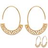 [Q3725] - Gold Plated Hoop Earrings 'Cleapatra' - 35x25x5 Mm