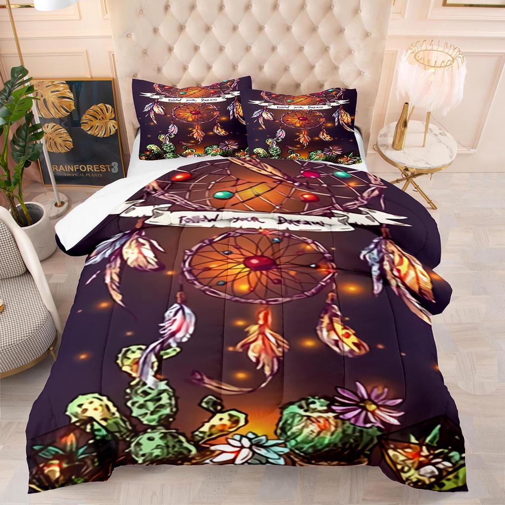 Комплект постельного белья Ловец снов Роскошное мягкое постельное белье для детей и взрослых 3D-печать Домашний декор Односпальный Двуспальный Полуторный Богема Комплект пододеяльника