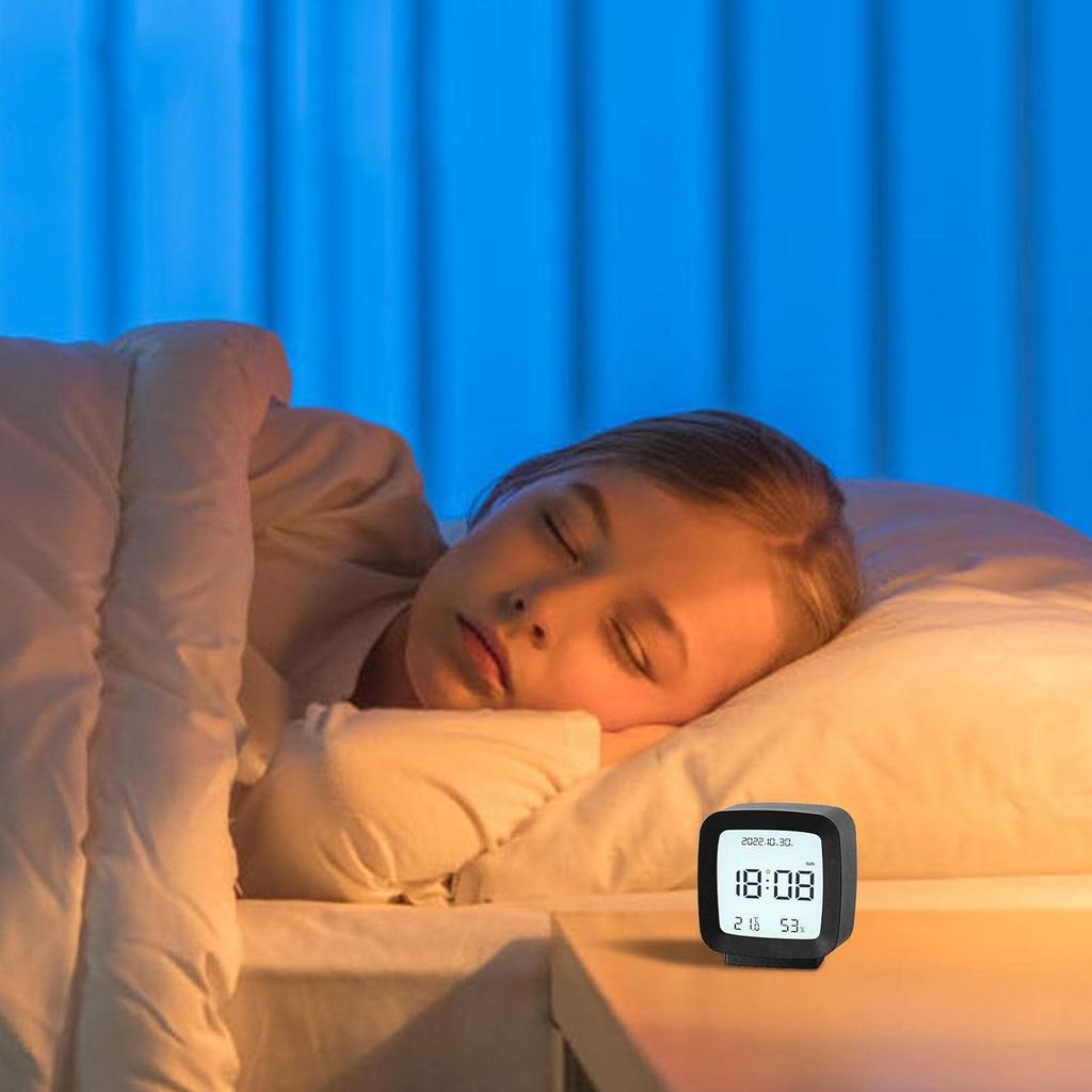 Digital Alarm Clock Bedside Clock With Night Light, Temperature And Humidity Display, Voice Control