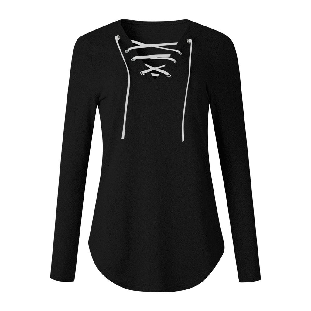 Женский однотонный топ с длинными рукавами и принтом