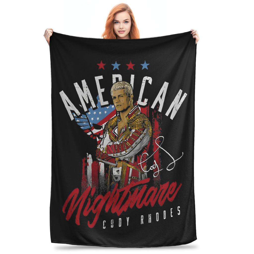 In The Ring Nightmares Wrestler Blankets Fleece Cody Rhodes Super Warm Throw Blankets for Car Sofa Couch Bed Rug