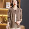 Round Neck Sweater Jacket Women's Spring and Autumn Loose Outer Top Large Size Western Style Short Knitted Cardigan