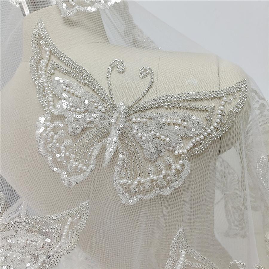 1 шт. нашивка-бабочка для свадебного платья, аппликация, украшение, бусины, блестки, нашивка, жемчуг ручной работы