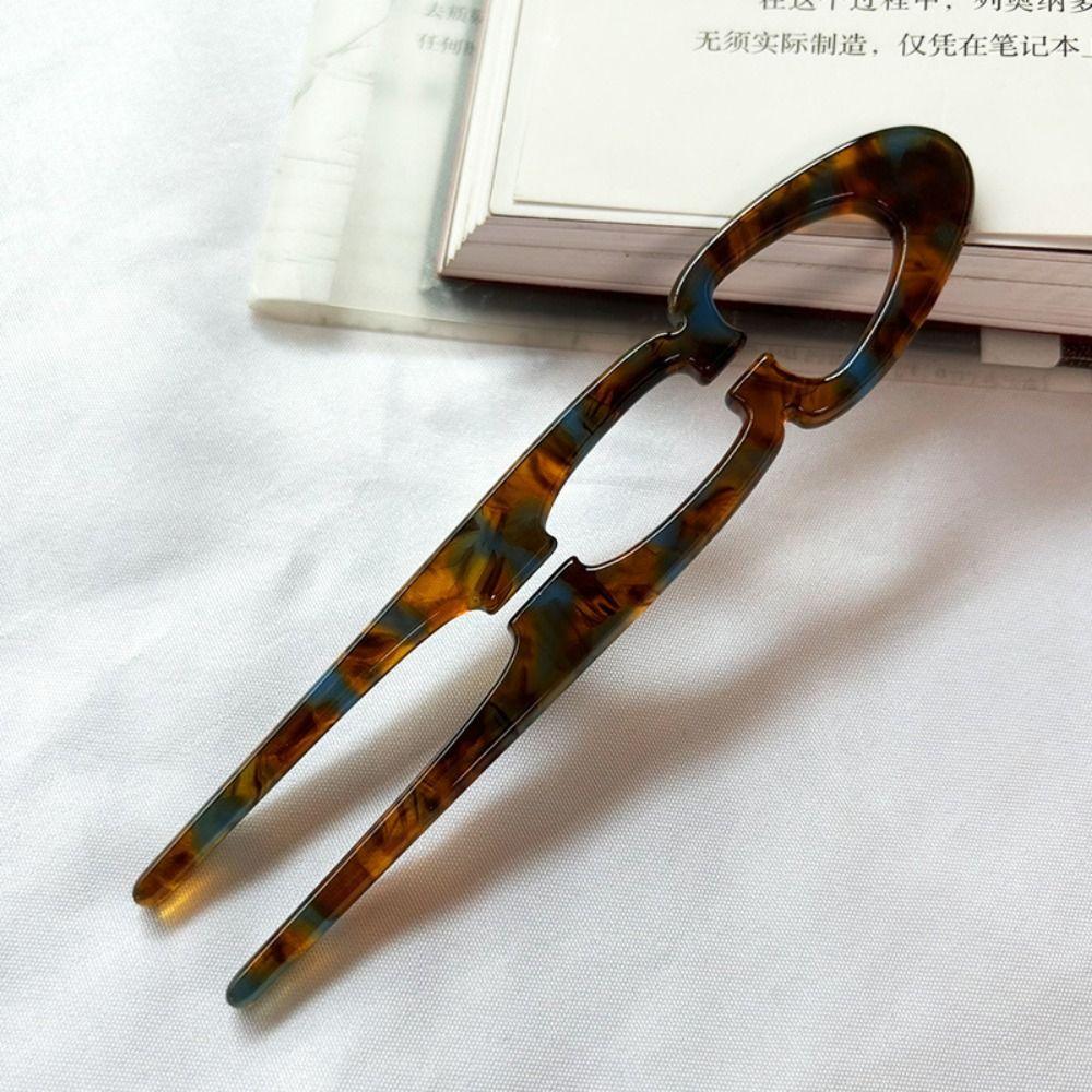 Acetate Hair Sticks U-Shaped Bun Hairpin Sweet Meatball Head Hairclip  For Woman Girl