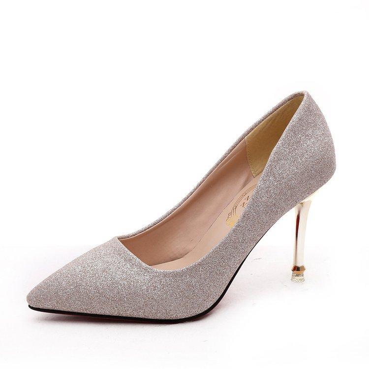 Женские туфли на высоком каблуке 2024 новая весна остроносые серебристые туфли-лодочки модные рабочие туфли каблуки женская обувь yj8