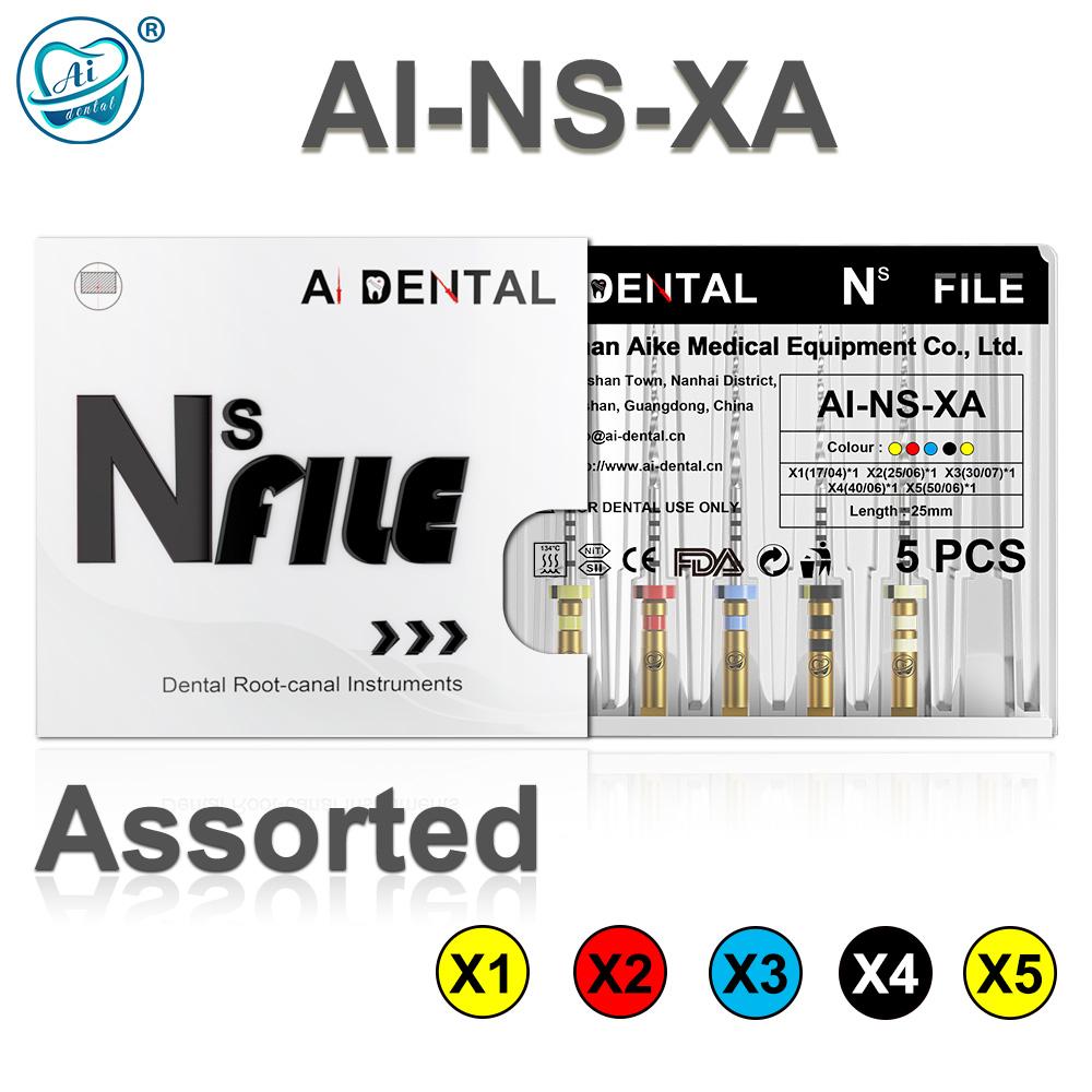 AI-NS любящий файл Корневой канал Переменная конусность Серпантинная форма Следующая серия Silver NiTi сверло с термоактивацией 25 мм с прямоугольным поперечным сечением