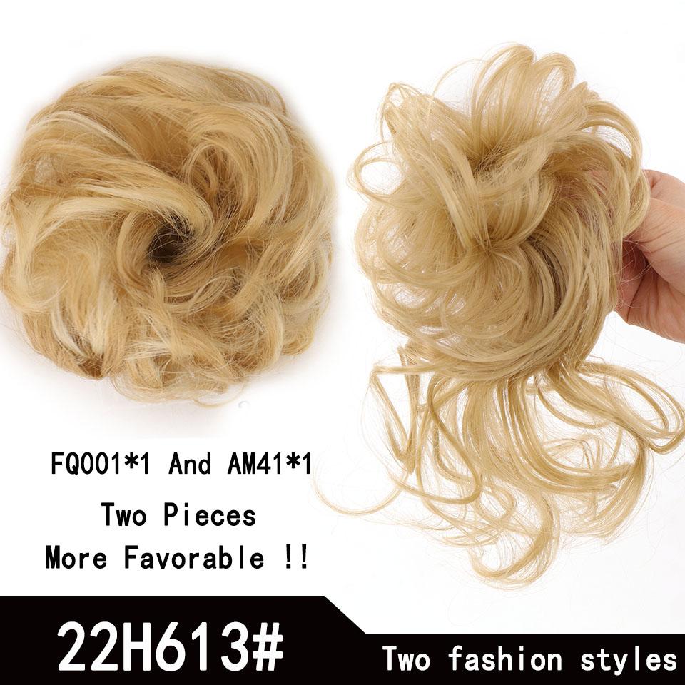 Short Messy Fluffy Chignon Donut Hair Bun Pad Elastic Hair Rope Rubber Band Synthetic Ponytail Hair Extension