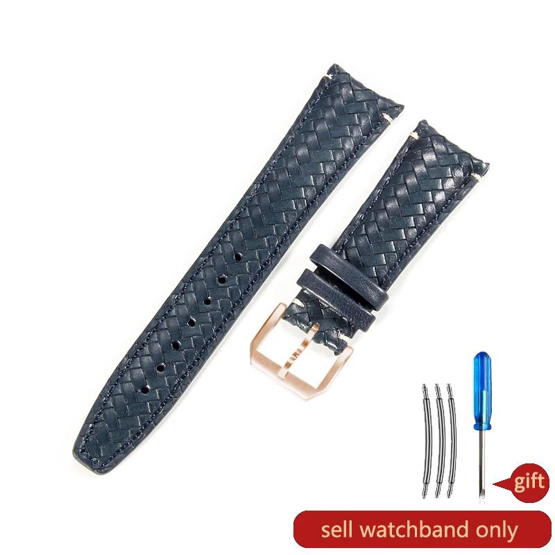 Для IWC Portuguese Series IW503312 IW500713 IW371614 Эластичные Водонепроницаемые Влагостойкие Плетеные Ремешки из Натуральной Коровьей Кожи 20 22 мм