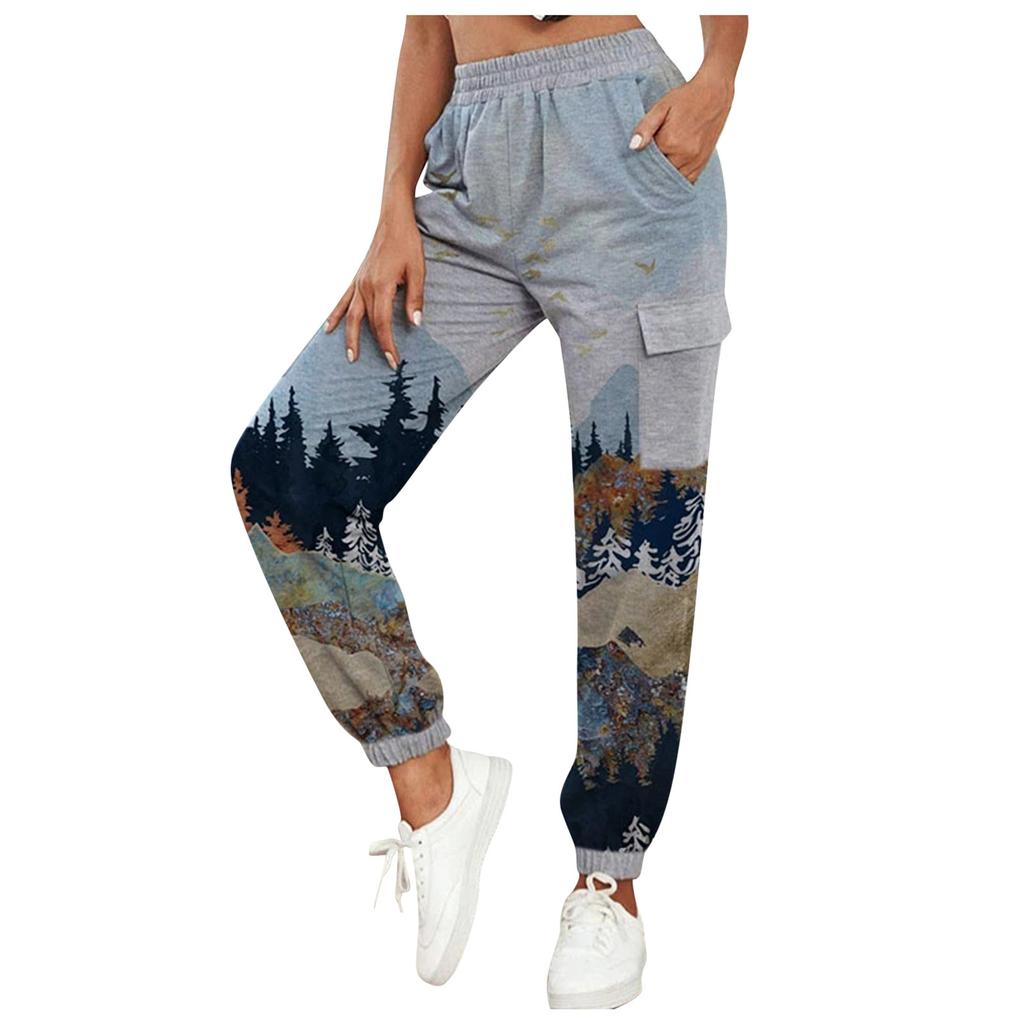 Женские горные кроны с принтом карманные спортивные штаны для бега йоги спортивные штаны