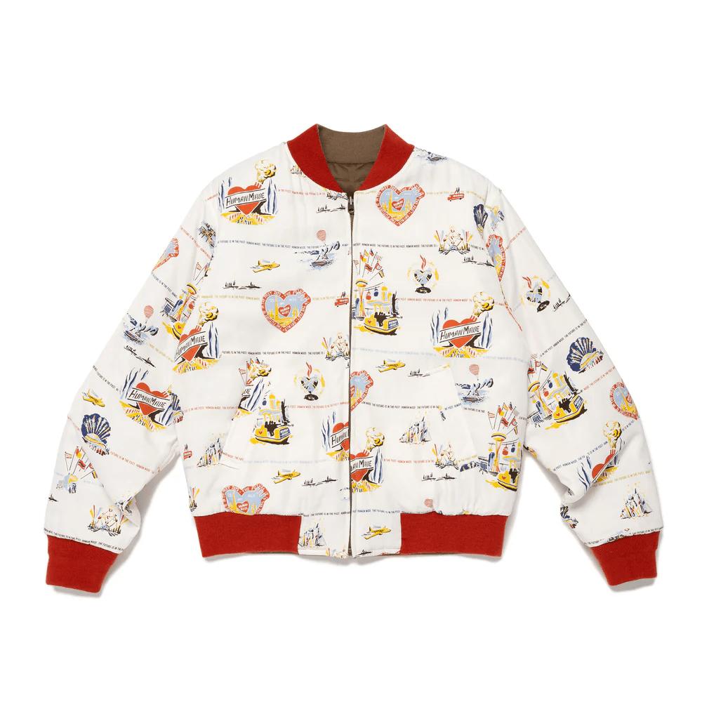 HUMAN MADE Puffer Jackets Unisex White Baseball Collar Moderate Reversible HM29JK013