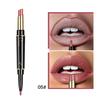Double-Ended Matte Lipstick Waterproof Long-Lasting Lipsticks In Nude and Dark Red with Lip Liner Pencil