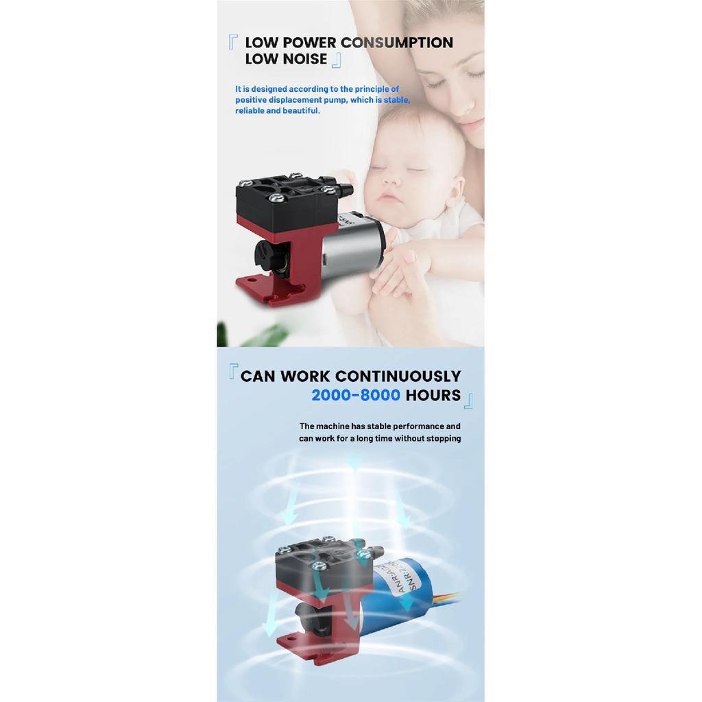 8000 Hours Lifetime Brushless Motor 5V DC Mini Gas Pump Small Sampling Silent Micro Vacuum Diaphragm Air Pump