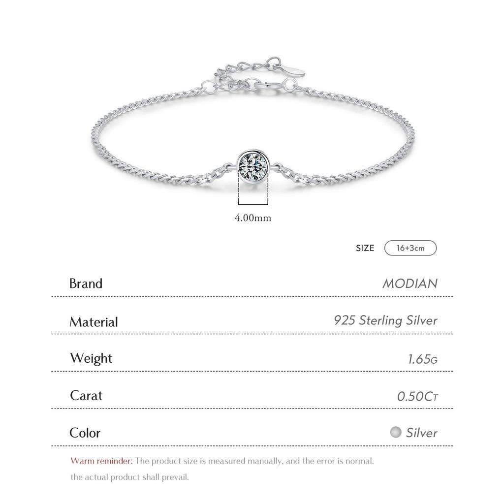 MODIAN Браслет из муассанита 0,25 карата с бриллиантами из стерлингового серебра 925 пробы, браслет Elegante Ketting, Bruiloft Sieraden