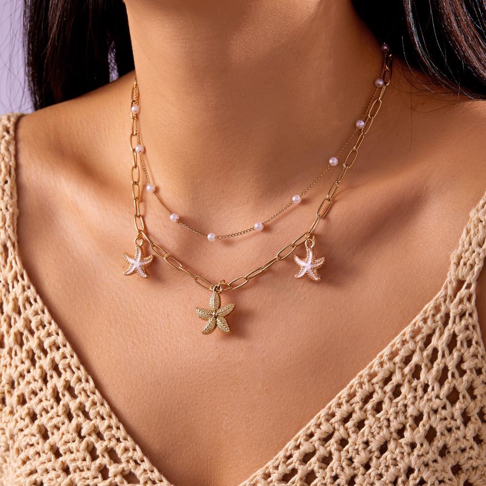 Ретро Темперамент Бохо Чокер Ювелирные изделия Многослойный дизайн Бусины Жемчужное ожерелье Женская мода