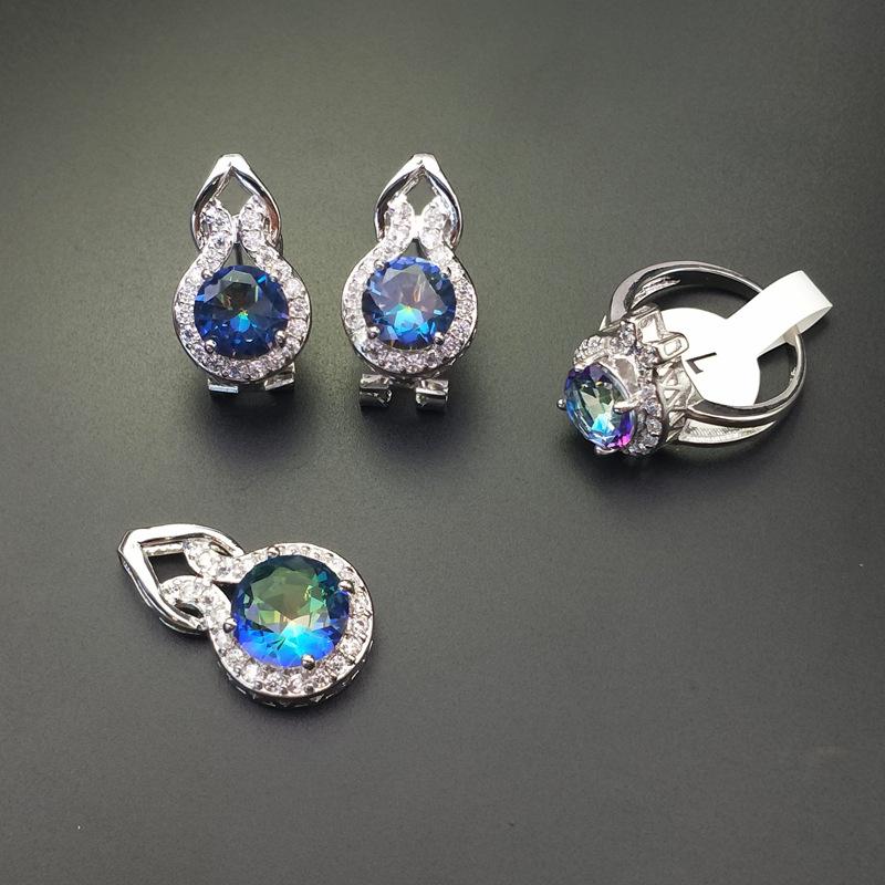 Gourd Necklace Zircon Jewelry Set Luxury Necklace Ring Three-Piece Set Of Earrings Stud Set Mixed Batch Multicolor